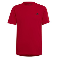 adidas Club Crew Neck Short Sleeve Athletic T-Shirt Youth Boys Red Casual Tops H