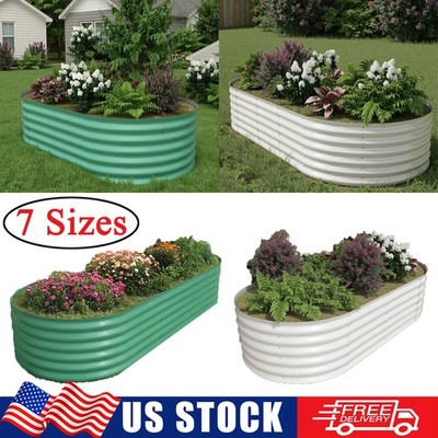 Galvanized Steel Raised Garden Bed Outdoor Planter Box for Vegetables & Flowers