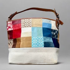 eBay Live Coach Y2K Red Multicolor Suede Patchwork Hobo Shoulder Bag 7049 China