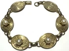 Vintage Jewelry Bracelet Gold Chain Etched Scroll Art Deco Faux Pearls 1