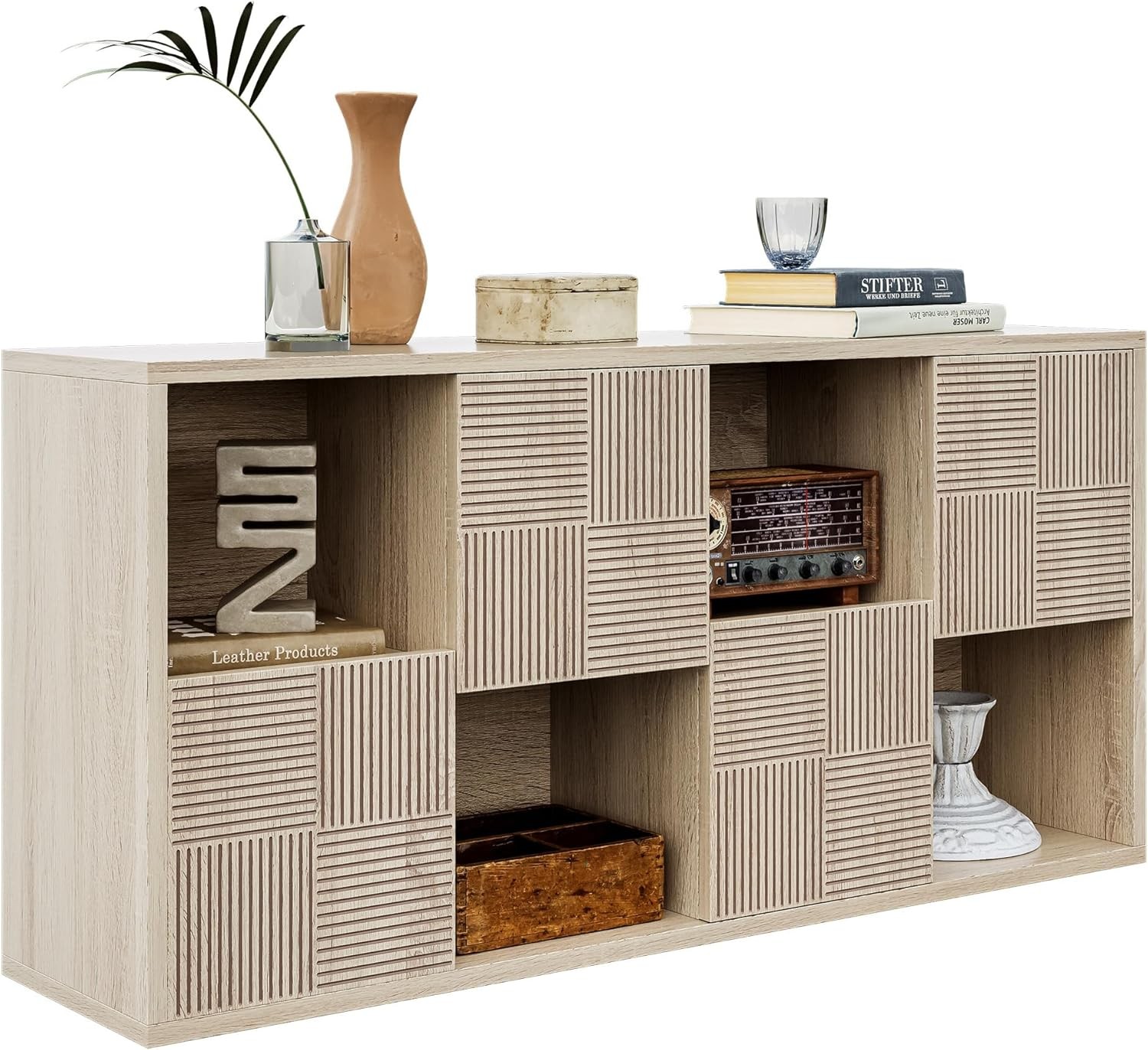 Heavy Duty Wooden 8-Cube Storage Organizer with 4 Doors for Home or Office