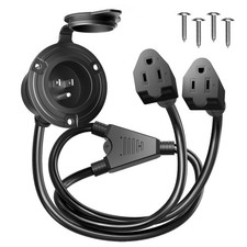 Power Inlet Plug 15 Amp 125V AC Port Plug with Waterproof Cover, 18in-2pole