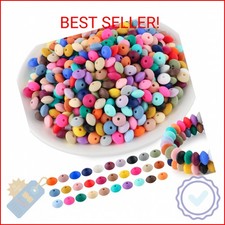 Kovict 300Pcs 12mm Silicone Lentil Beads, Silicone Spacer Beads for Necklace Bra