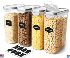 Utopia Kitchen 4-Pack Clear Airtight Cereal Storage Containers - 4L Dispenser