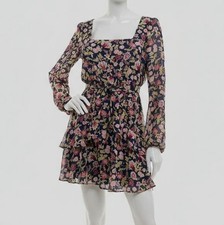 City Studios Juniors' Blue Square-Neck Fit & Flare Dress Size S