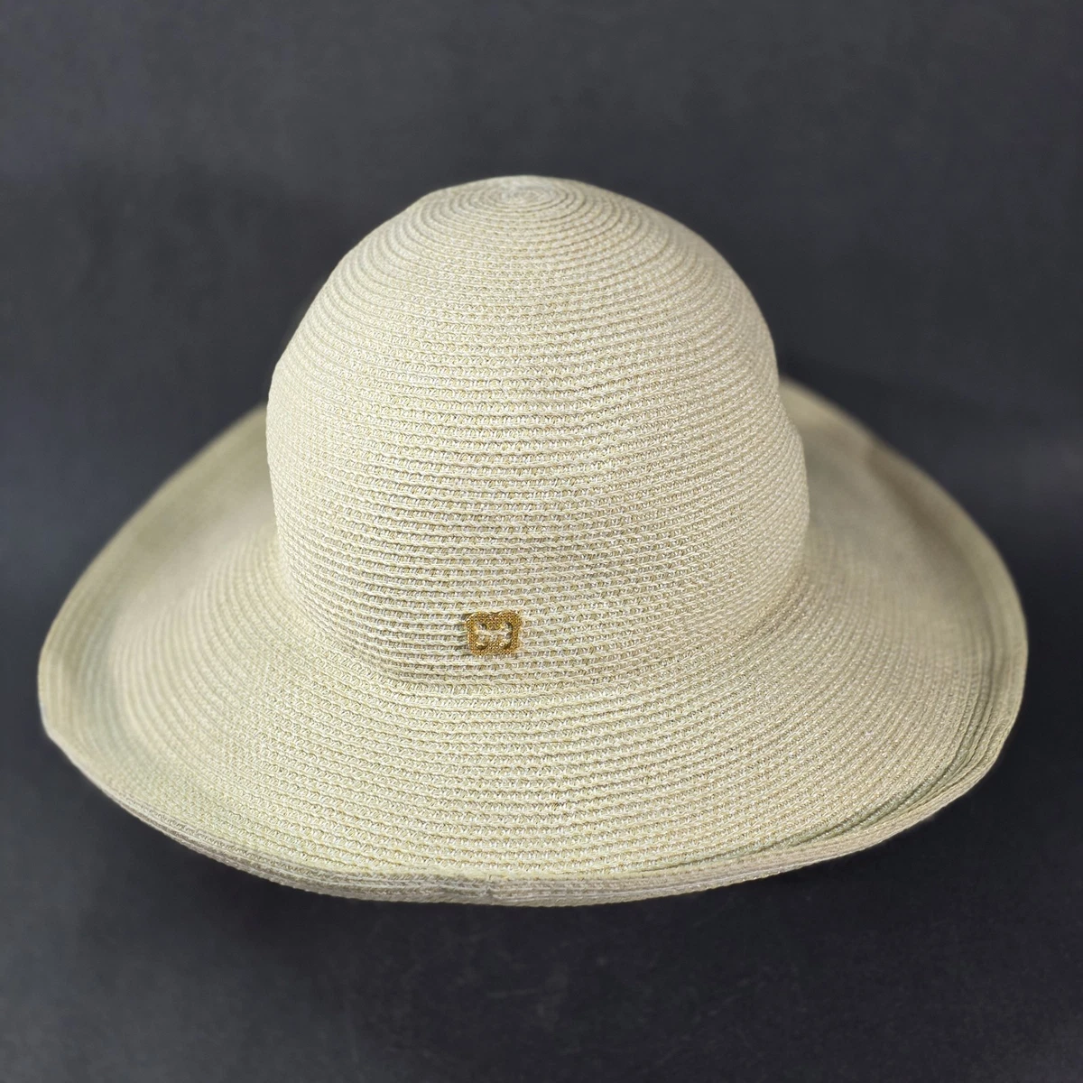 Eric Javits New York Straw Sun Hat‎ Wide Brim Packable Beige Squishee See photos Vintage Eric Javits Wide Brim Sun Hat: Rollable Floppy Beach  main image 3