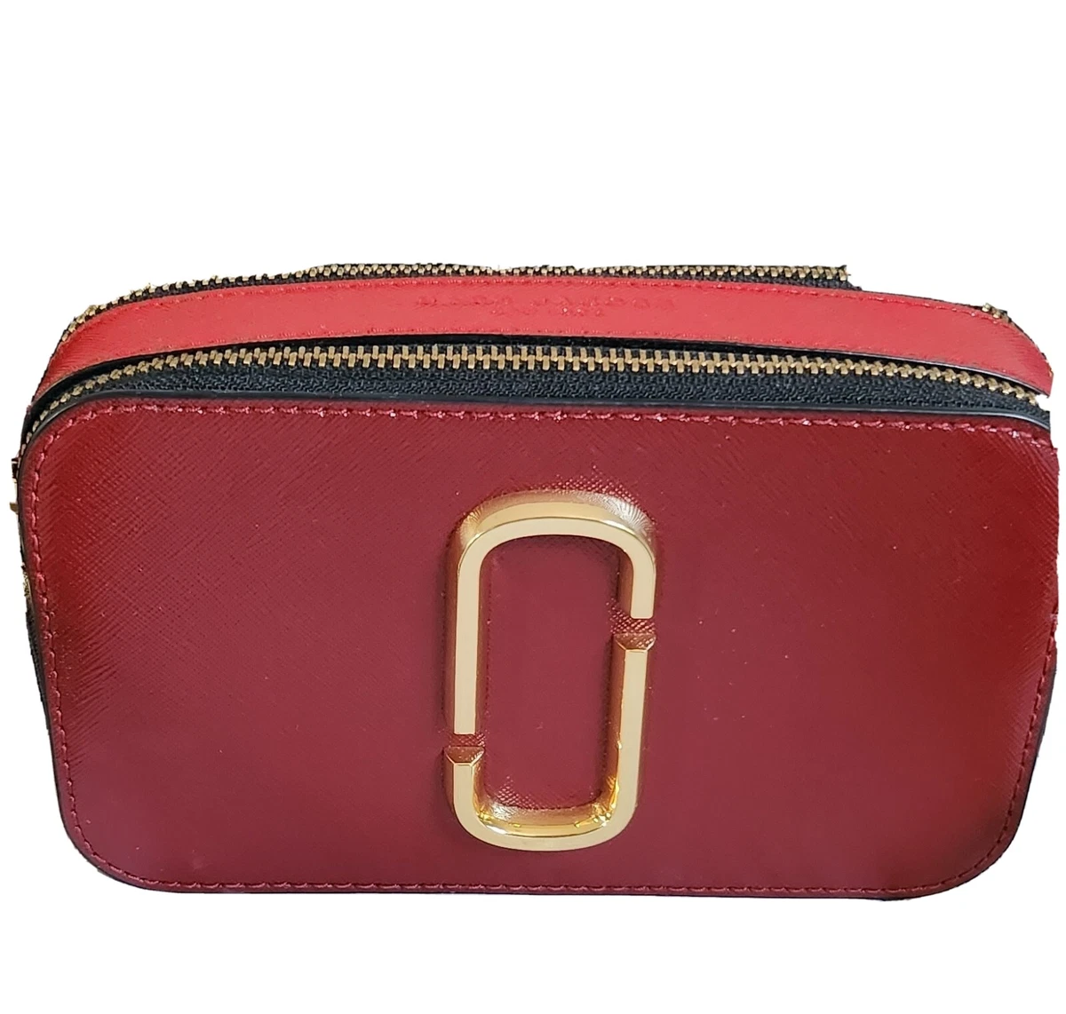 Marc Jacobs The Snapshot Leather Crossbody Bag - Black/Red