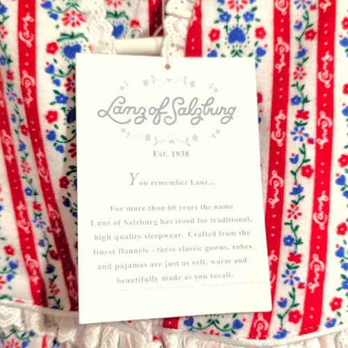 Lanz Salzburg Women’s Nightgown Tyrolean Long Flannel  Heart Farm Country Granny - Bild 5 von 10