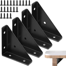 4Pcs Corner Bracket Black Angle Bracket Corner Brace, Metal Corner Brackets Tria