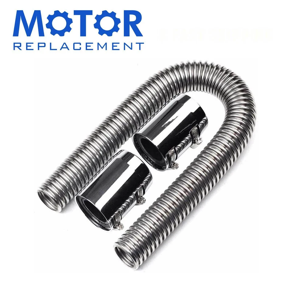 Kit Manguera Radiador Acero Inoxidable Cromo 24", Kit Manguera Radiador Flexible✨ Foto 2 de 4