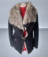 Lipsy London  Deluxe Outerwear faux Fur/velvet Belted overcoat Black Size 4