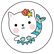 CAT MERMAID ENVELOPE SEALS LABELS STICKERS PARTY FAVORS