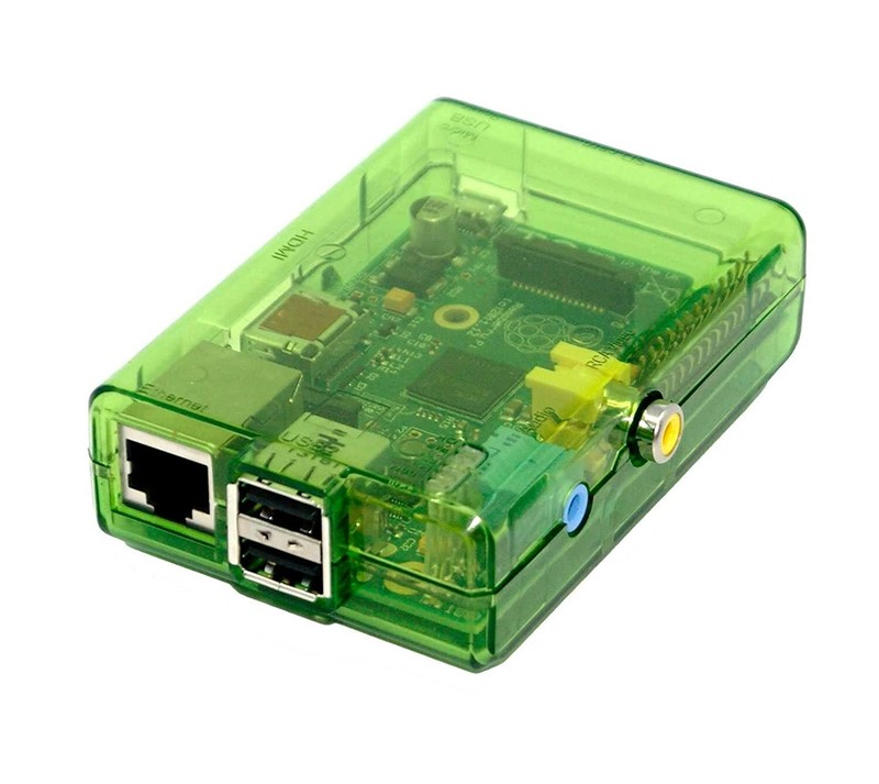 Raspberry Pi Model B Green Case with GPIO Cut-Outs and Slots