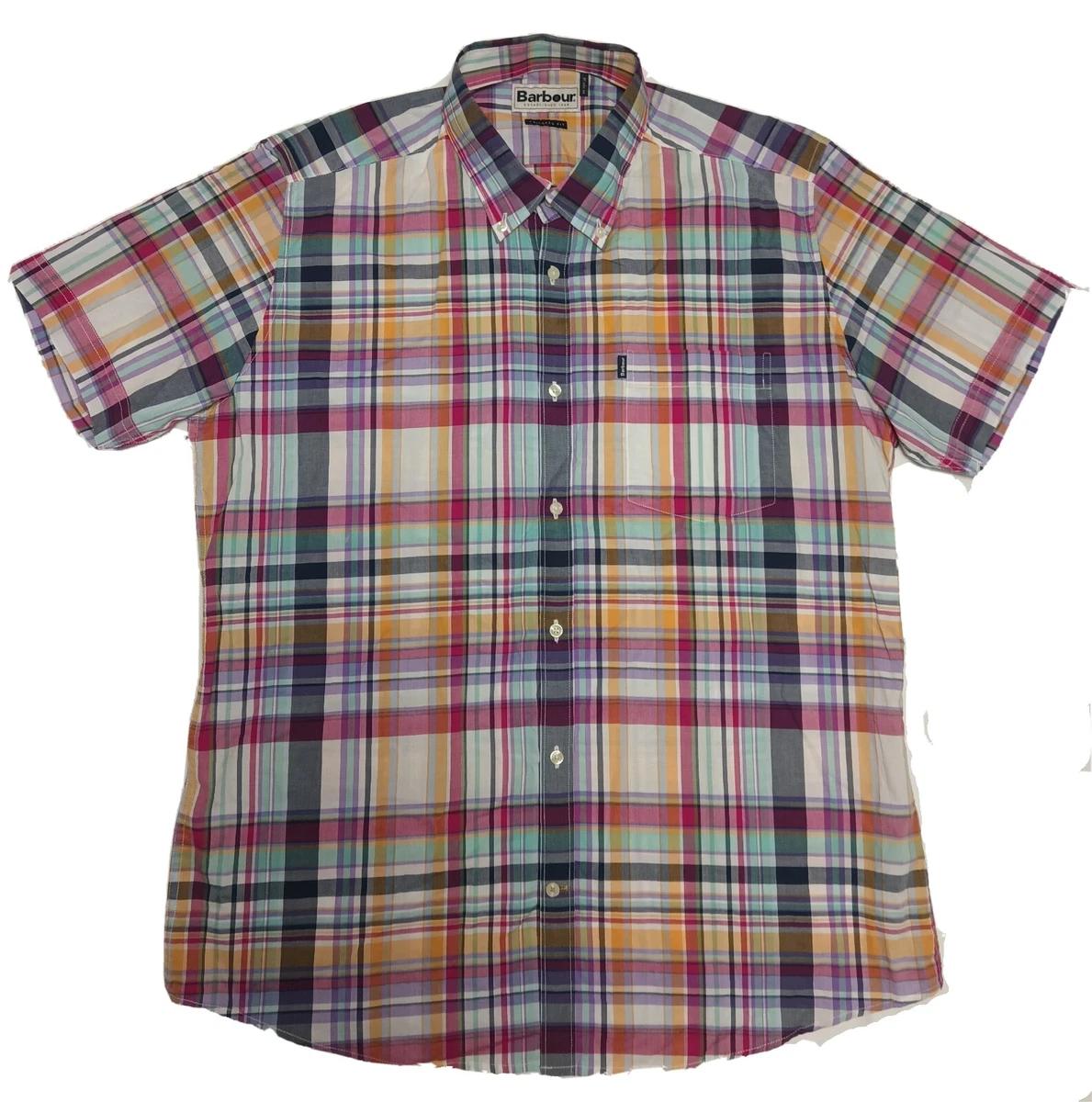 Barbour Shirt Mens Medium Button Down Tailored Fit Fred Multi