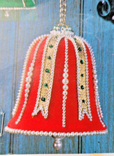 RARE LeeWards MUSICAL BELL Red Flocked Sequin Bead Christmas Ornament Kit READ