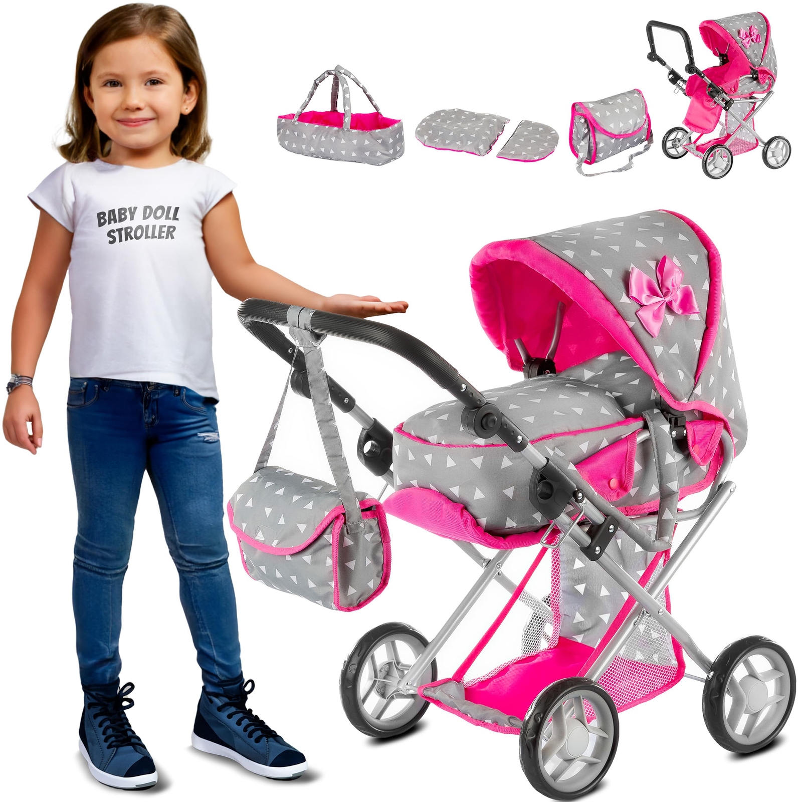 Kinderplay Baby Doll Stroller | Baby Doll Pram | Baby Doll Carriage - Strolle...
