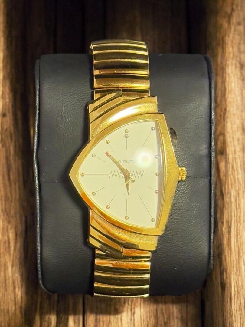 Hamilton Ventura Gold Watch Used with Full Bracelet and Hamilton Ventura Gold Watch Used with Full Bracelet and