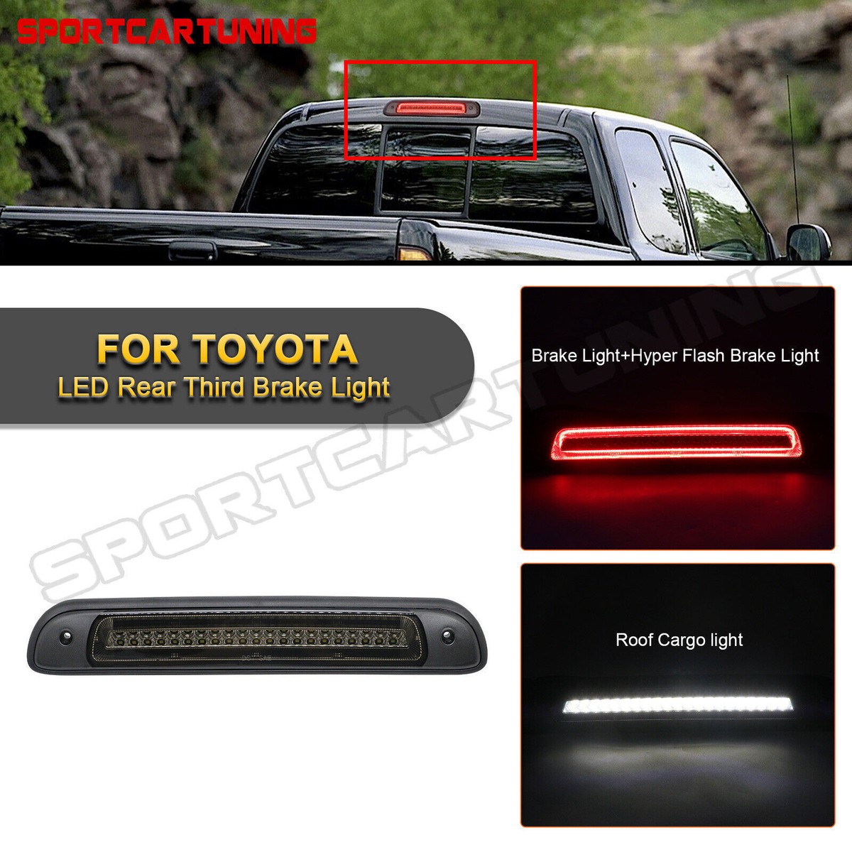 Luz De Freno Alta LED Ahumada Para Toyota Tundra 2000-2006 | Estroboscópica Y De Carga