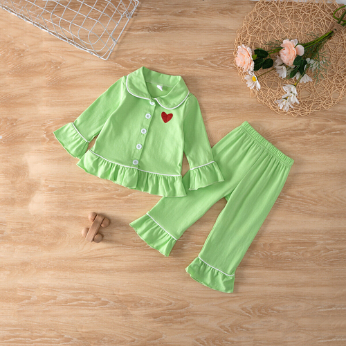 Baby Boy Girl Cotton Button Pyjamas PJS Set Kids Long Sleeve Sleepwear Nightwear - Picture 5 of 12