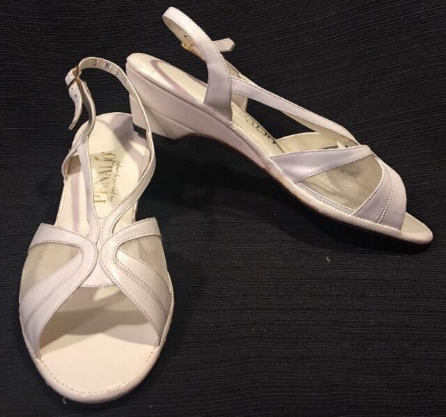 Penaljo 10M 9.5M White peep toe sandals ankle strap mesh inset | eBay