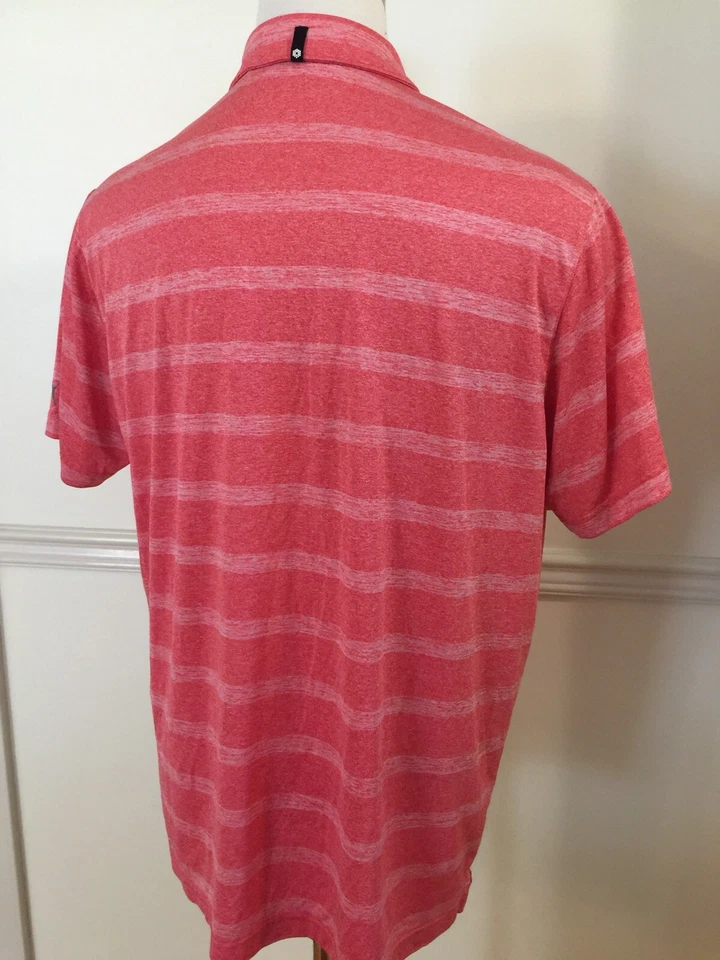 Camisa Puma 2XL XXL Roja Clara a Rayas Para Hombre S/S Polo Manga Corta S/S Dry Cell Foto 3 de 4