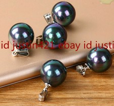 5pcs 10mm South Sea Round Rainbow Black Shell Pearl Pendant AAA