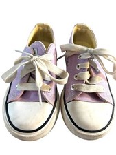 Mvlsoct Toddler Girls Sneakers/Shoes Purple CanvassTie Up Size 8