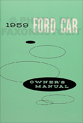 1959 Ford Owner Manual Galaxie Retractable Sunliner Fairlane Ranchero Custom