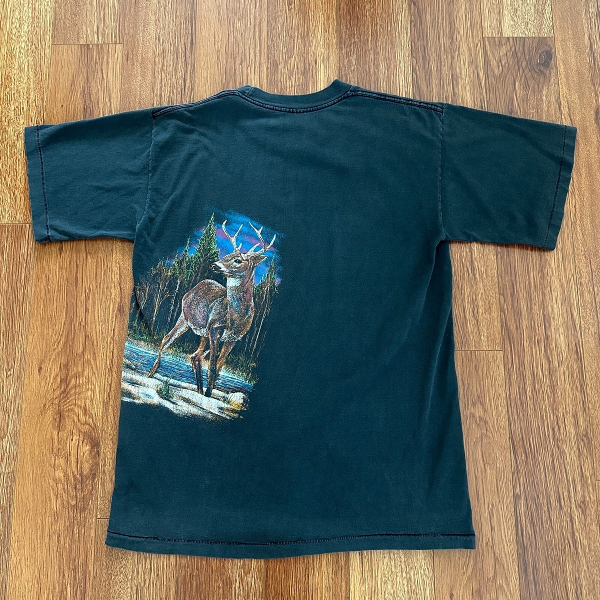 Vintage 90s Large Hazelwood T-Shirt Deer Nature Idaho Single