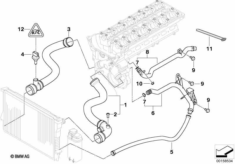OEM BMW 3 E46 Coolant Hose Pipe 11537502525 7502525 2.5 Petrol 