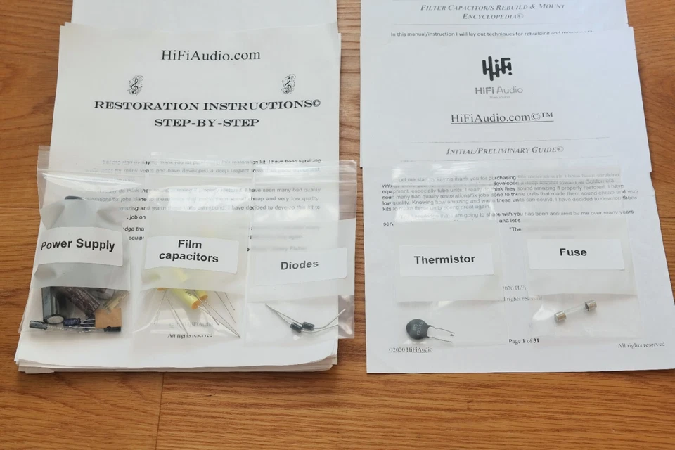 EICO HF-87 Amp Restauración Recapitulación Reparación Actualización Reconstrucción Kit Filtro Condensador Foto 3 de 4