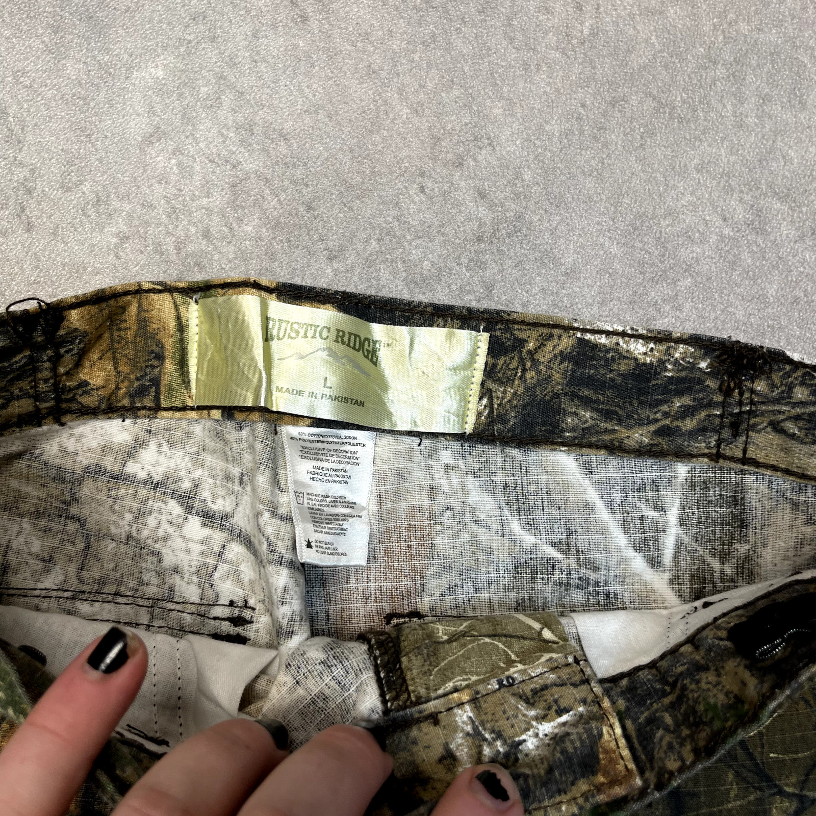 Real Tree Camo Cargo Trousers Kids Vintage Army Hunting Trousers, Green, 26" image 5