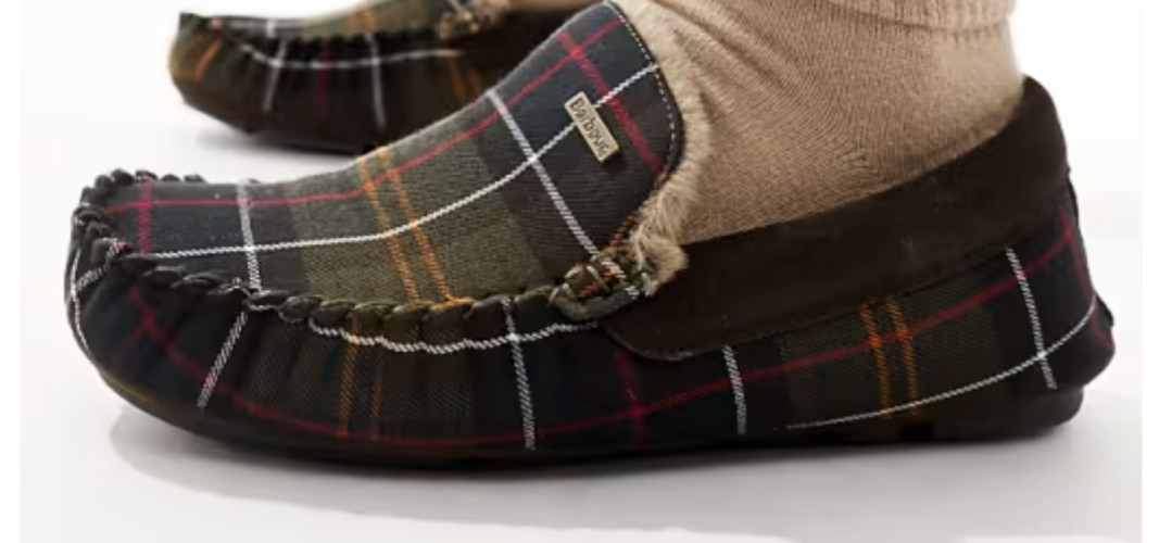 Zapatillas mocasín Barbour Monty (verde tartán clásico) - PVP £69,95
