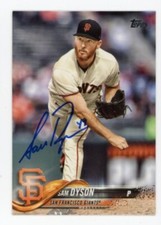 SIGNED BASEBALL CARD AUTO TOPPS 2018 SAN FRANCISCO GIANTS SAM DYSON #398