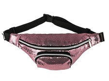Adjustable Sequins Waist Bag for Women, Shiny Festival Fanny Pack with Zipper...