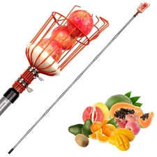 23FT Fruit Picker, Adjustable Fruits Picker Tool with Fiberglass Pole, Big Ba...