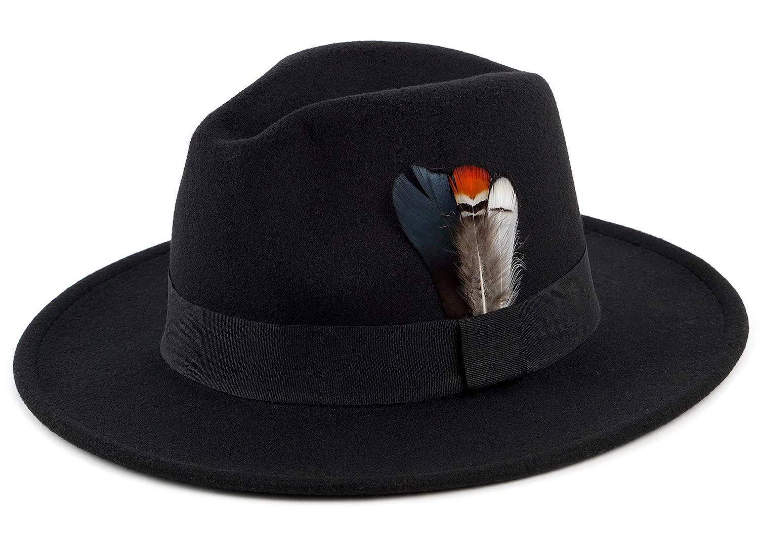 Classic Fedora Hat for Men & Women Wide Brim Felt Hat Panama Dress Hat Black ...