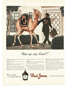 1942 Paul Jones Whiskey Dryness Camel Mascot Ad James Williamson Artist Salesman