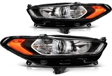 For 1.5L 2.0L 2.5L 2014-2016 Ford Fusion Headlight Assembly Black Housing Pair