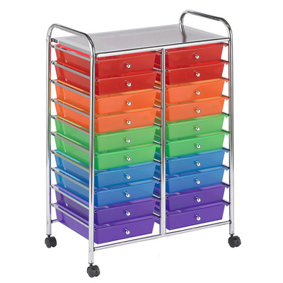 20-Drawer Everyday Mobile Storage Utility Cart, Craft Organizer, Assorted