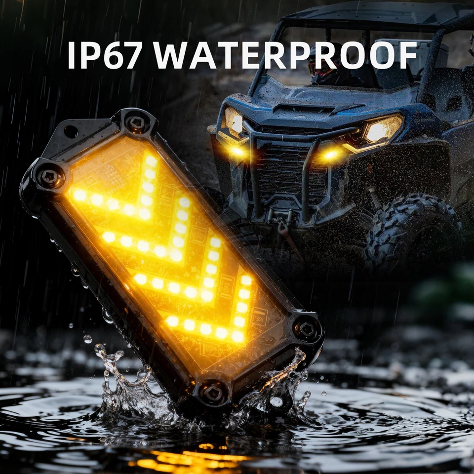 UTV LED Turn Signal x4 w/ Horn Rocker Switch For Can-Am Maverick X3 RS Turbo RR - Image 4 of 4