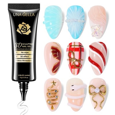 UNA GELLA 3D Gel Nail Art, Sculpting G el Glue 15g 4 in 1 clear 