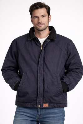 #ad Walls Zero Zone Jacket Mens Large Blue Canvas Insulated Quilted Bomber Workwear $43.69