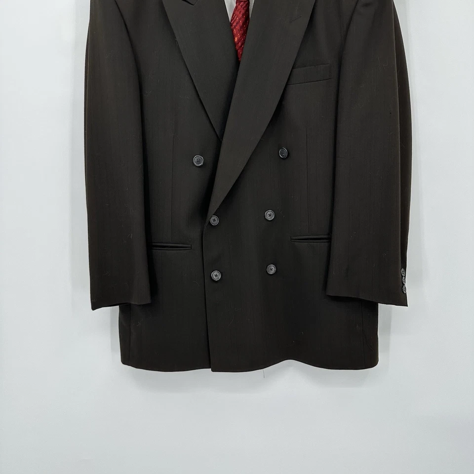 Traje vintage años 90 FIORAVANTI 2 piezas doble botonadura super 100 marrón 42L 33W Foto 4 de 4