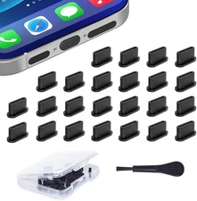 24Pcs USB C Dust Plug, Silicone Anti Type-C Plug（Black） 