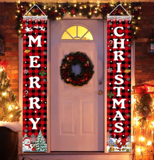 Christmas Decorations Merry Christmas Banner Xmas Porch Door Sign Welcome Banner