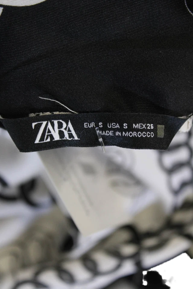 Blusa Top Zara Mujer Geométrica Atada Cuello Alto Sin Mangas Blanca Talla S Foto 4 de 4