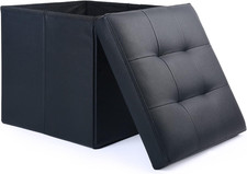 Compact Leather Storage Stool