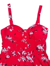 Rue 21 Womens Medium Red Floral Sleeveless Romper Shorts NWT Corset Style Y2K
