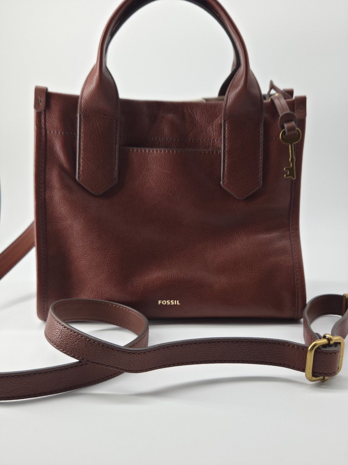 ​Fossil Leather Chevron Patchwork Satchel Crossbo… - image 7